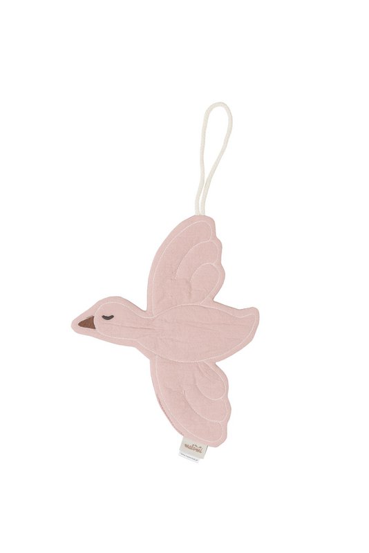 PACIFIER HOLDER/DECORATION BIRD DUSTY PINK
