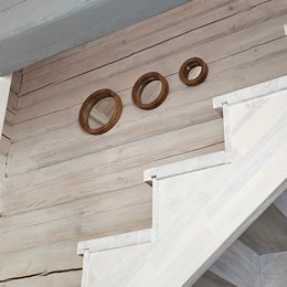 Set di 3 specchi di quercia artigianali per spazi rustici, minimalisti e di fattoria