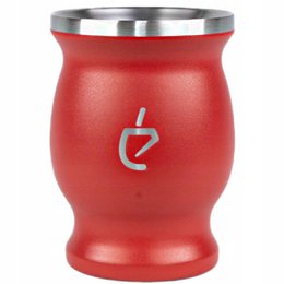Service à thé Yerba maté Combo Acero rouge : calebasse inox, bombilla et pinceau