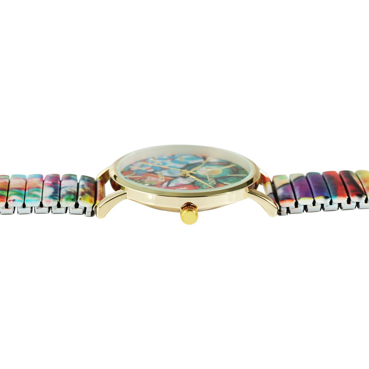 Excellanc Damenuhr mit Zugarmband, bunt/goldfarben