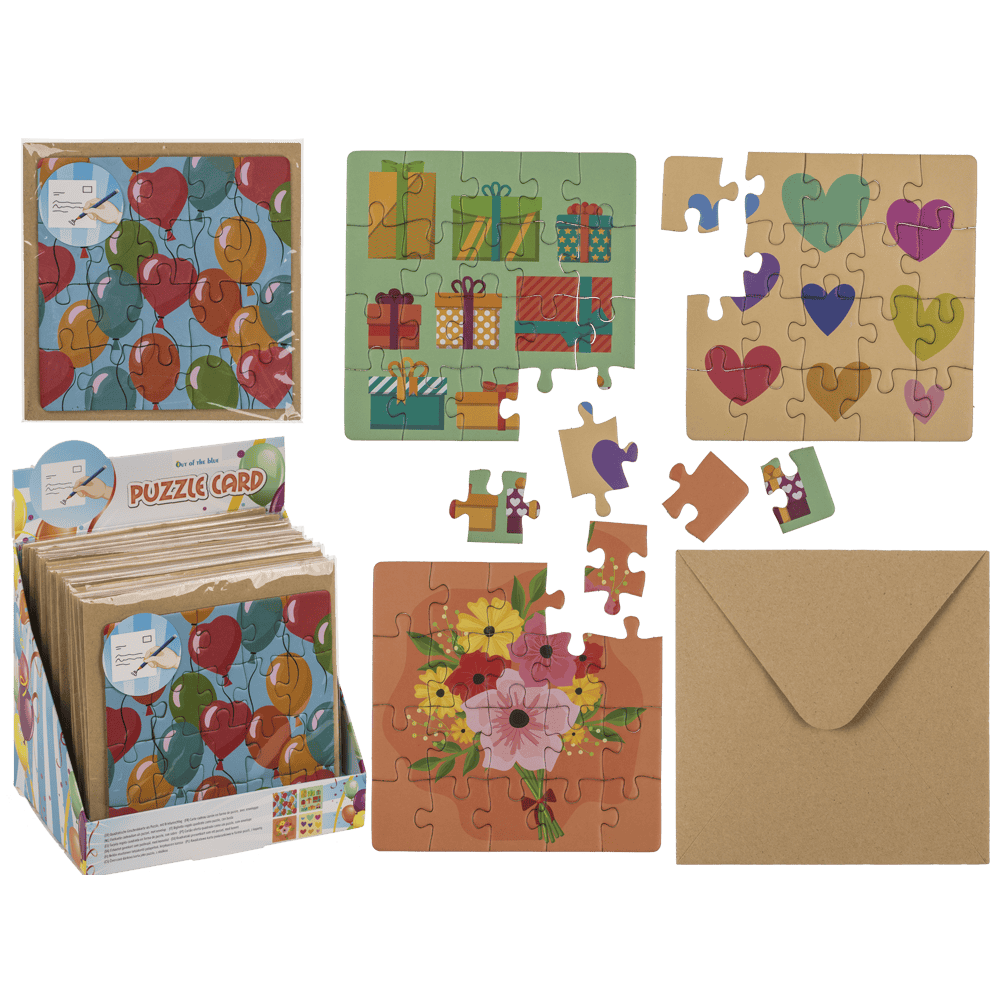Square shaped gift card, puzzle, Birthday,