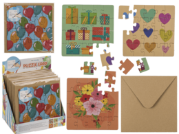 Square shaped gift card, puzzle, Birthday,