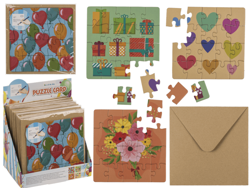 Square shaped gift card, puzzle, Birthday,