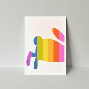 Riso-ansichtkaart voor Pasen, Good Bunny No.1, risografie, DIN A6