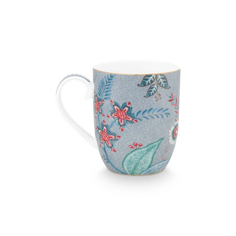 Set/2 Mugs Small Flower Festival Light Blue 145ml