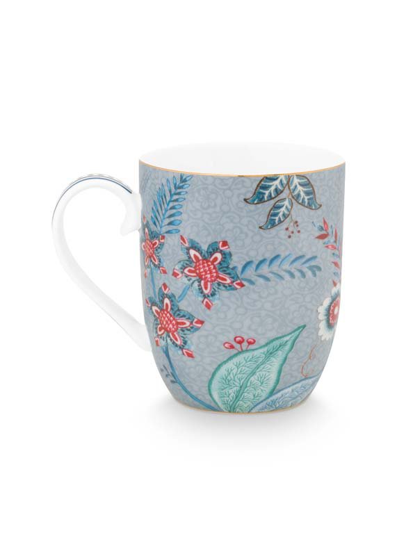 Set/2 Mugs Small Flower Festival Light Blue 145ml
