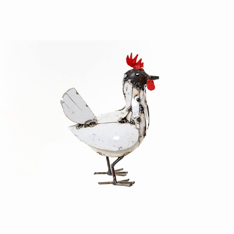 ZIMBA-ARTS MÉTAL PETITE POULE BLANCHE