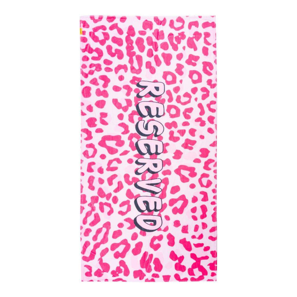 Toalla de playa 'RESERVED' (estampado de tigre rosa)