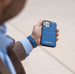 iPhone 13 Pro Max MagSafe krokodillenleren hoesje Blauw Limited Edition