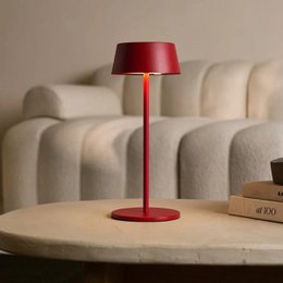 Czerwona akumulatorowa lampa stołowa Hugo Berry