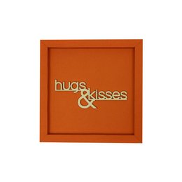 HUGS & KISSES- frame card wood lettering magnet