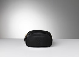 Black and white makeup pouches with zipper closure and LVII - CAS DE BEAUTÉ/BEAUTY CASE branding.
