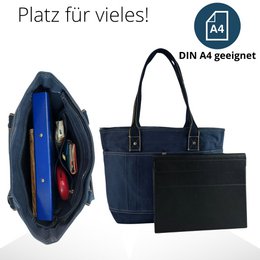 Domelo Damen gewachste Canvas Shopper. Wasserabweisende Handtasche.  Vegane Schultertasche . Einfarbig Damentasche A4 geeignet
