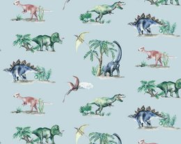 Dinosaurs Children's Wallpaper - Sky Blue Colour