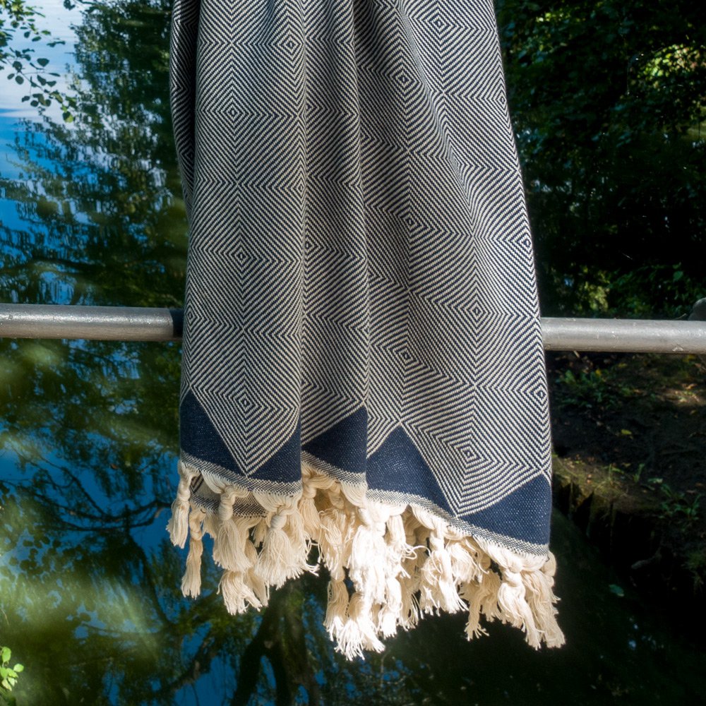 Hammam towel organic cotton Kestane steel blue