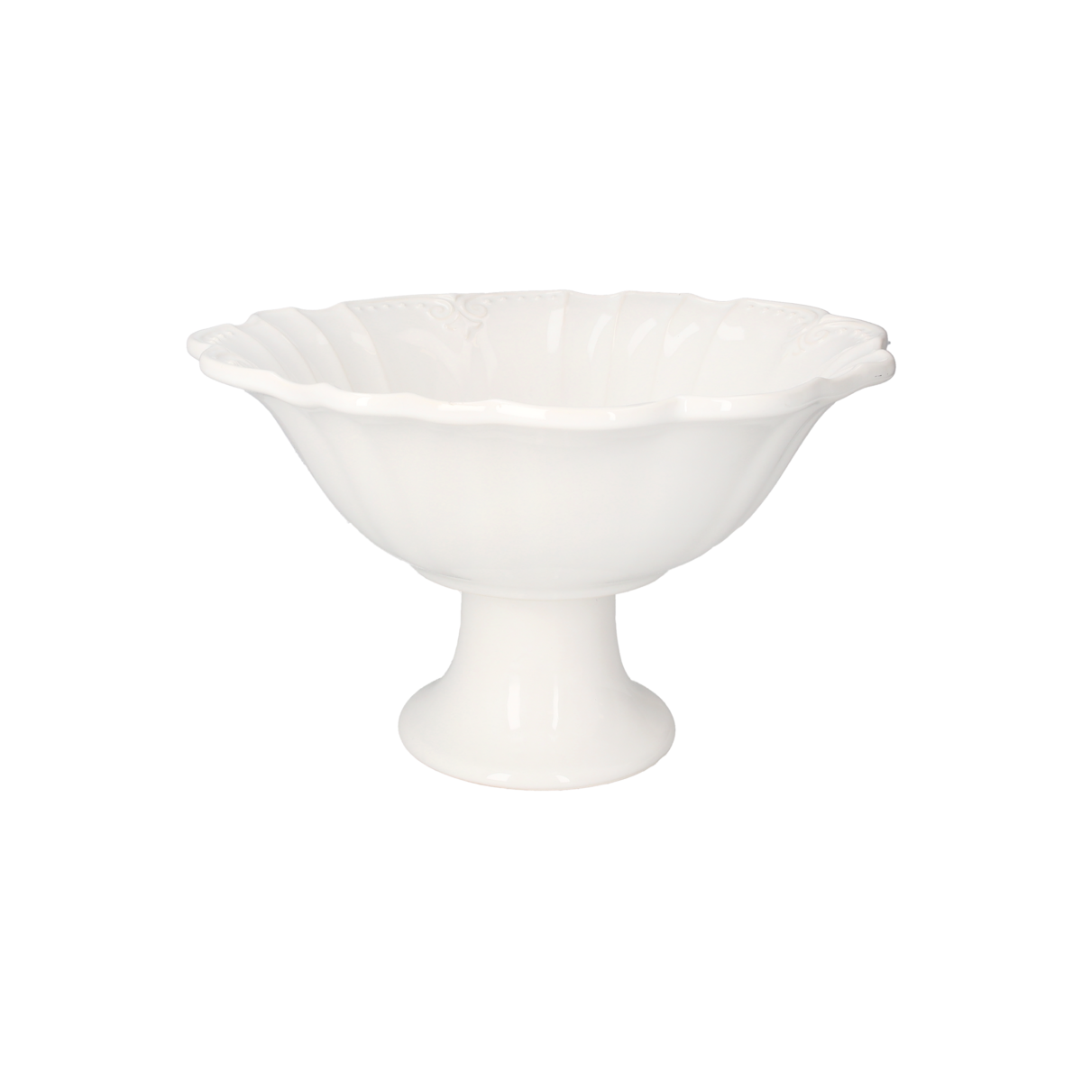 White Ceramic Cup Stand with Baroque Pattern H20x32