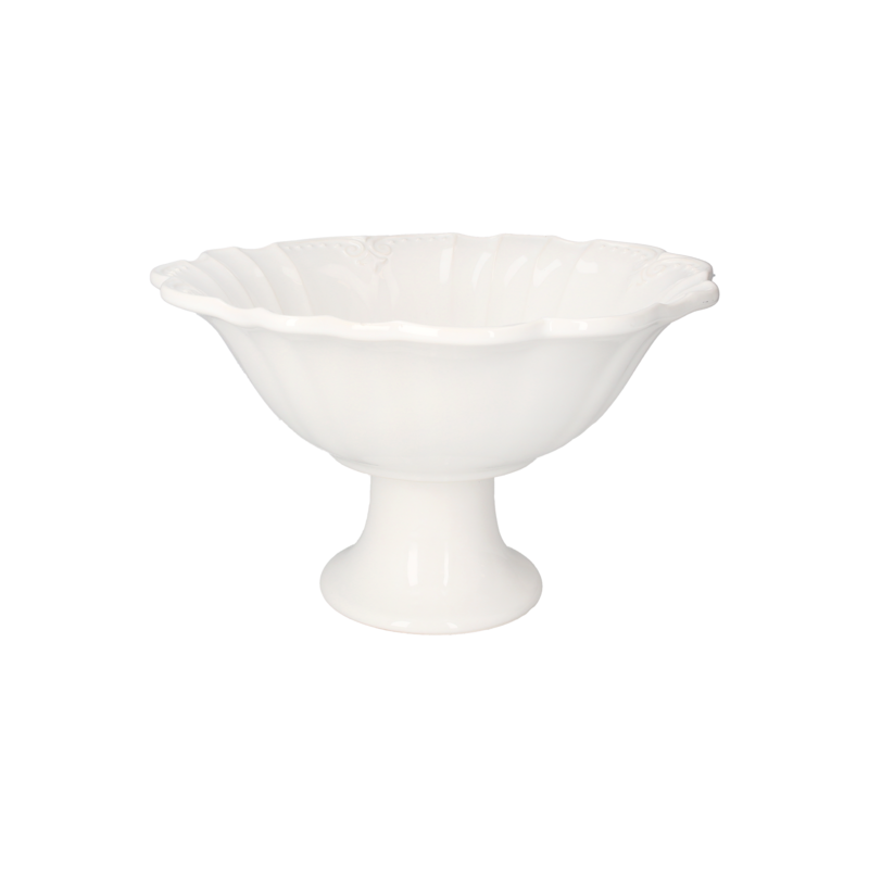 White Ceramic Cup Stand with Baroque Pattern H20x32