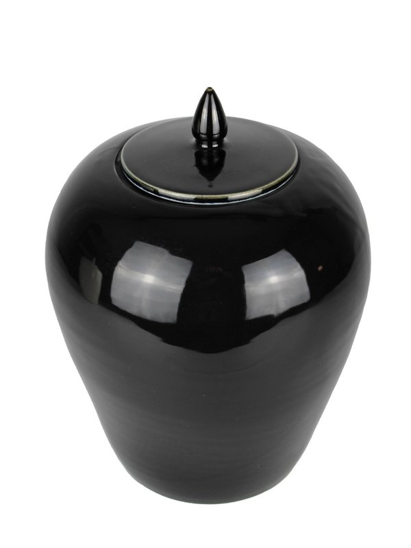 Lid vase ceramic black 29 cm