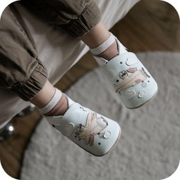 Ciabatte da bambino in morbida pelle aviatore