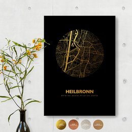 Heilbronn Black Map Rund