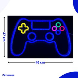Neonlampe - Gamecontroller Blau - Inkl. Haken zum Aufhängen – Leuchtreklame – 27 x 40 cm