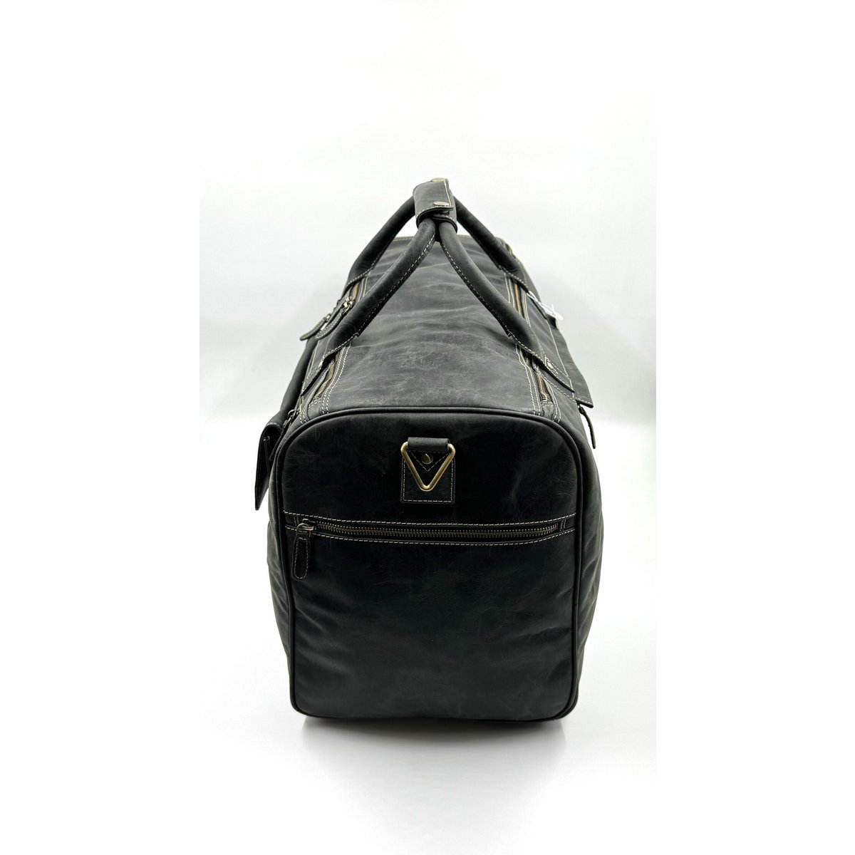 Handmade Black "Hunter" Leather Travel Bag – Artisan 7-Pocket Executive Weekender & Premium Duffle