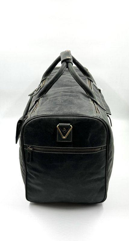 Borsa da viaggio in pelle "Hunter" nera fatta a mano - Weekender executive artigianale a 7 tasche e borsone premium