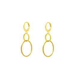 Gold-tone drop earrings with oval and circular shapes.