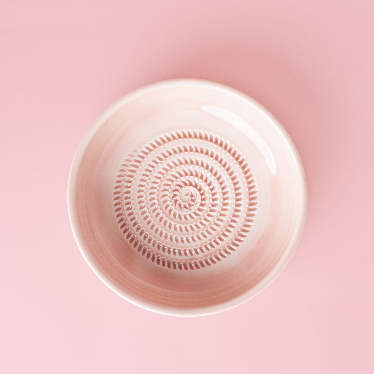 Rallador de Ajo Plato de Cerámica - Rosa y Amarillo - Grande Valentina