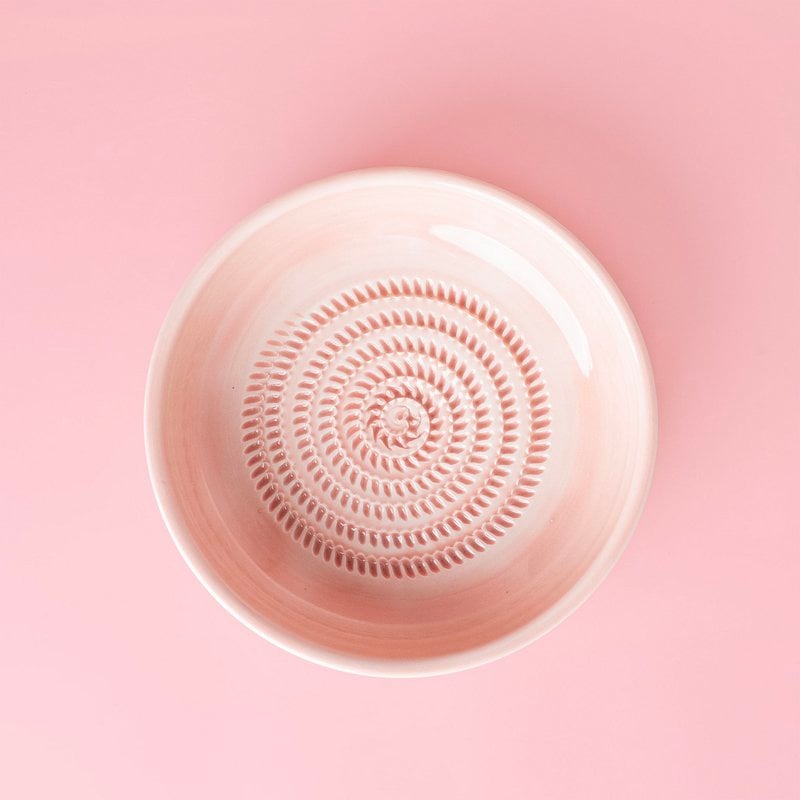 Piatto in ceramica grattugia aglio - Rosa e Giallo - Valentina grande
