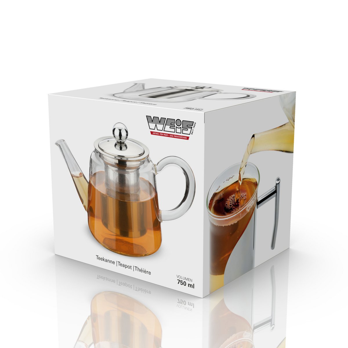 Borosilikatglas tekande med 750 ml tefilter