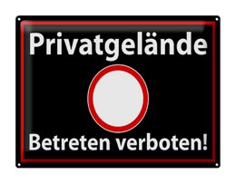 Tin sign notice 40x30cm private property black