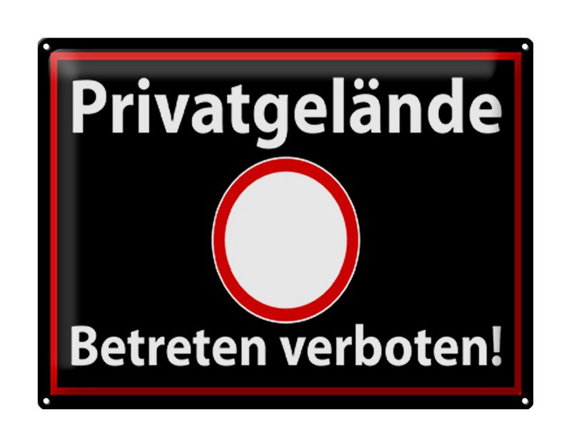 Tin sign notice 40x30cm private property black