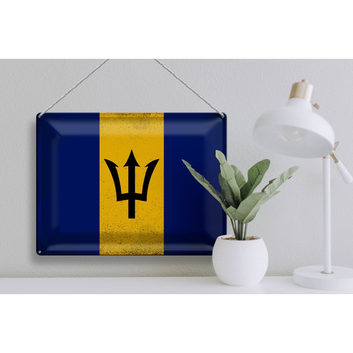 Tin Sign Flag of Barbados 40x30cm Flag of Barbados Vintage