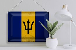 Cartel de chapa Bandera de Barbados 40x30cm Bandera de Barbados Vintage