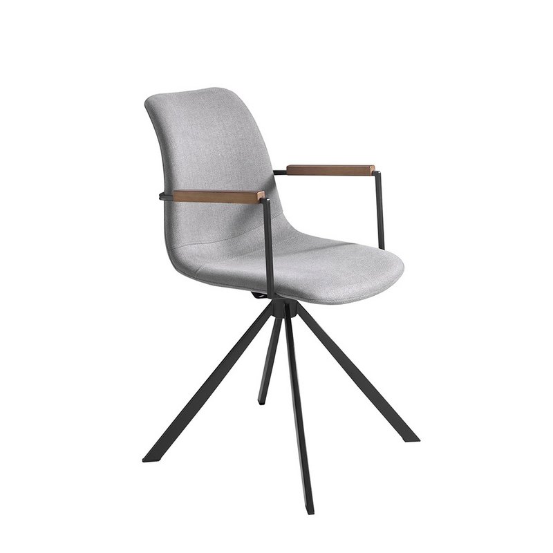 Chaise pivotante en tissu et pieds en acier noir 4105