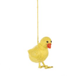 Decoración de pollito de Pascua colgante de fieltro de aguja hecho a mano (paquete variado de 6)