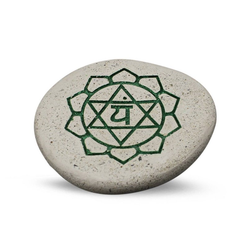 Pebble - Engraved River Stone 4th Chakra Green