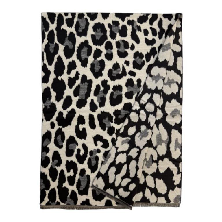 Sciarpa reversibile in lana con stampa animalier ITFUHFRH604
