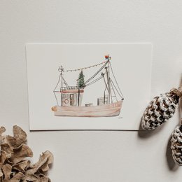 Postkarte Weihnachtskutter