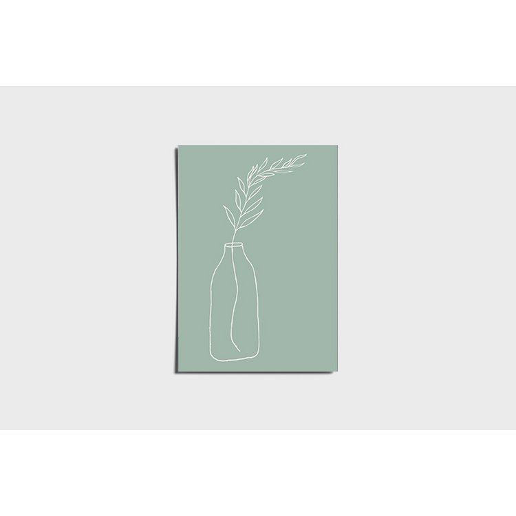 Minimalistyczny botaniczny miętowy zielony wazon plakat