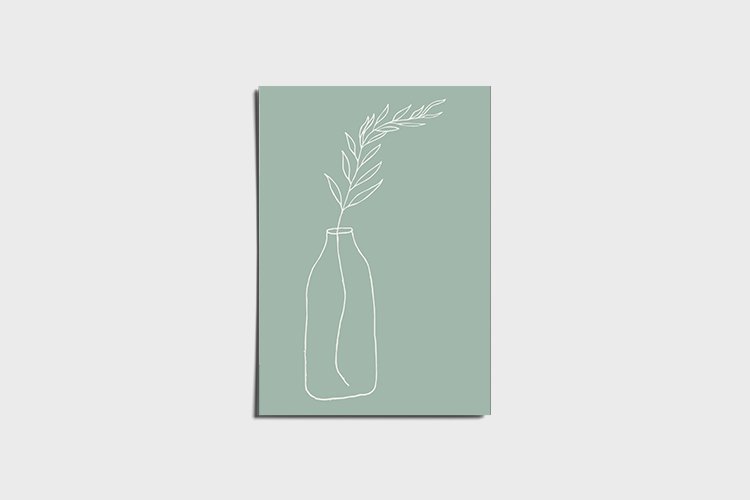 Minimal botanisk mintgrøn vaseplakat