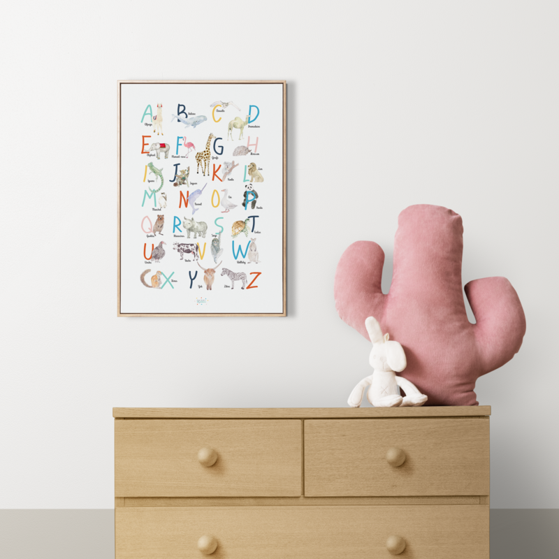 Affiche d'apprentissage Alphabet à l'aquarelle modèle unique