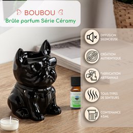 Burnt Ceramy Boubou Black Boubou Parfume - Lakerede keramiske dyr - Grundlægningsdiffusor Duftende voks, æteriske olier, dufte - dekorativ idé
