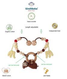 Crocheted stroller chain monkey CHARLIE (3in1)