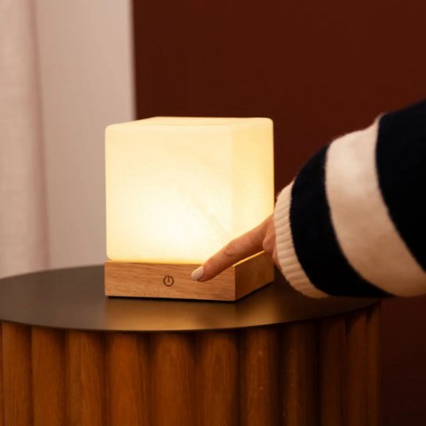 Yce Light Brown Rechargeable Wooden Lamp