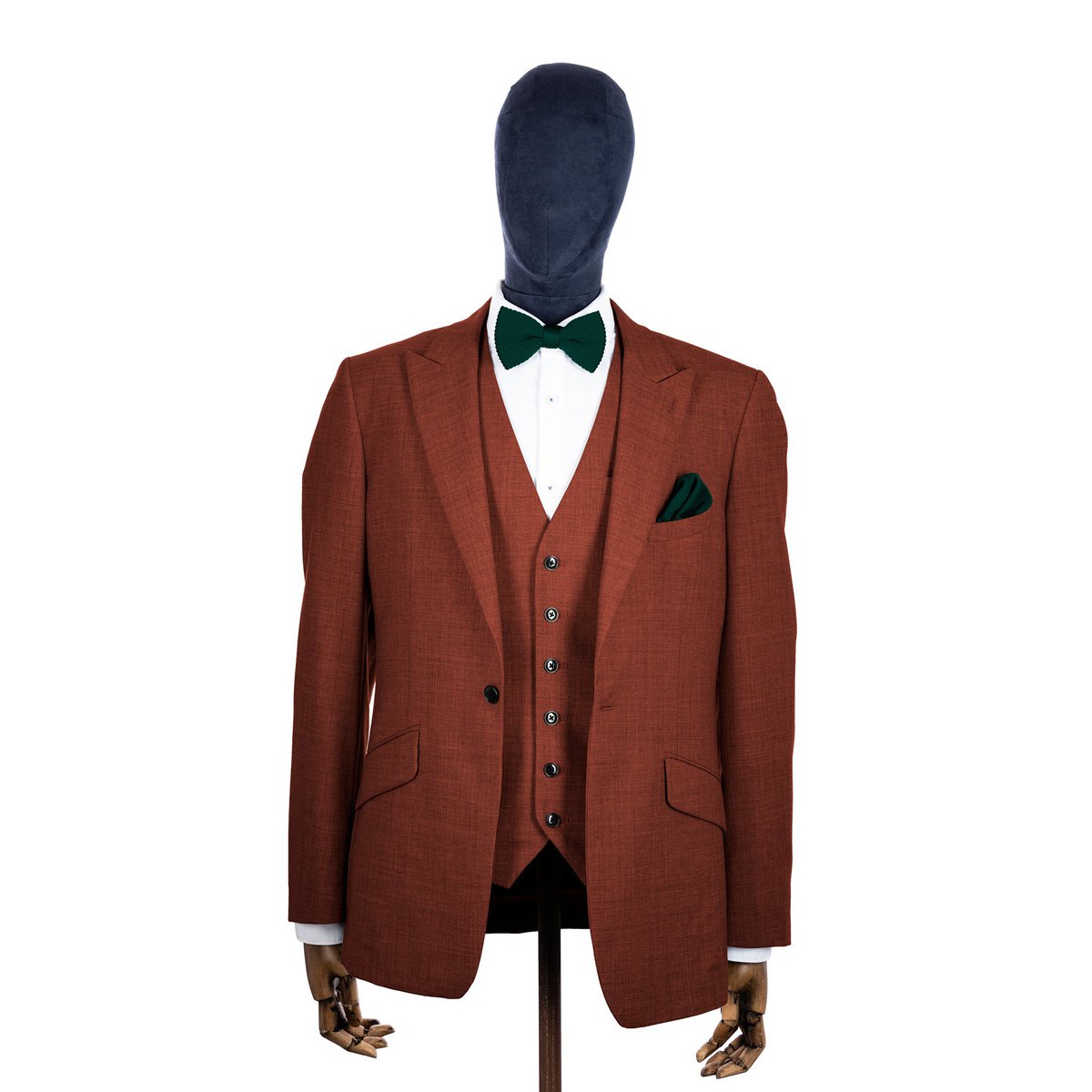 Green Knitted Bow Tie and Knitted Pocket Square Set