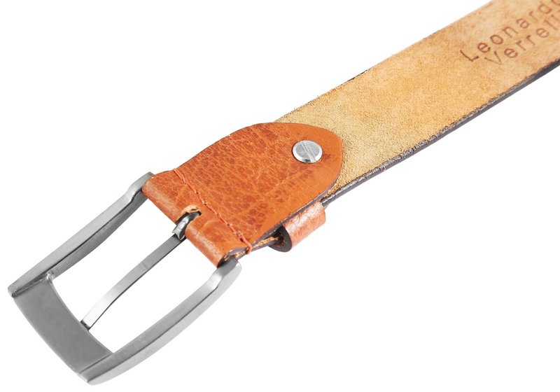 Cintura Leonardo Verrelli in vera pelle marrone accorciabile 90 cm