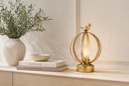 Small lamp with bird h 20 d 14 cm in metal