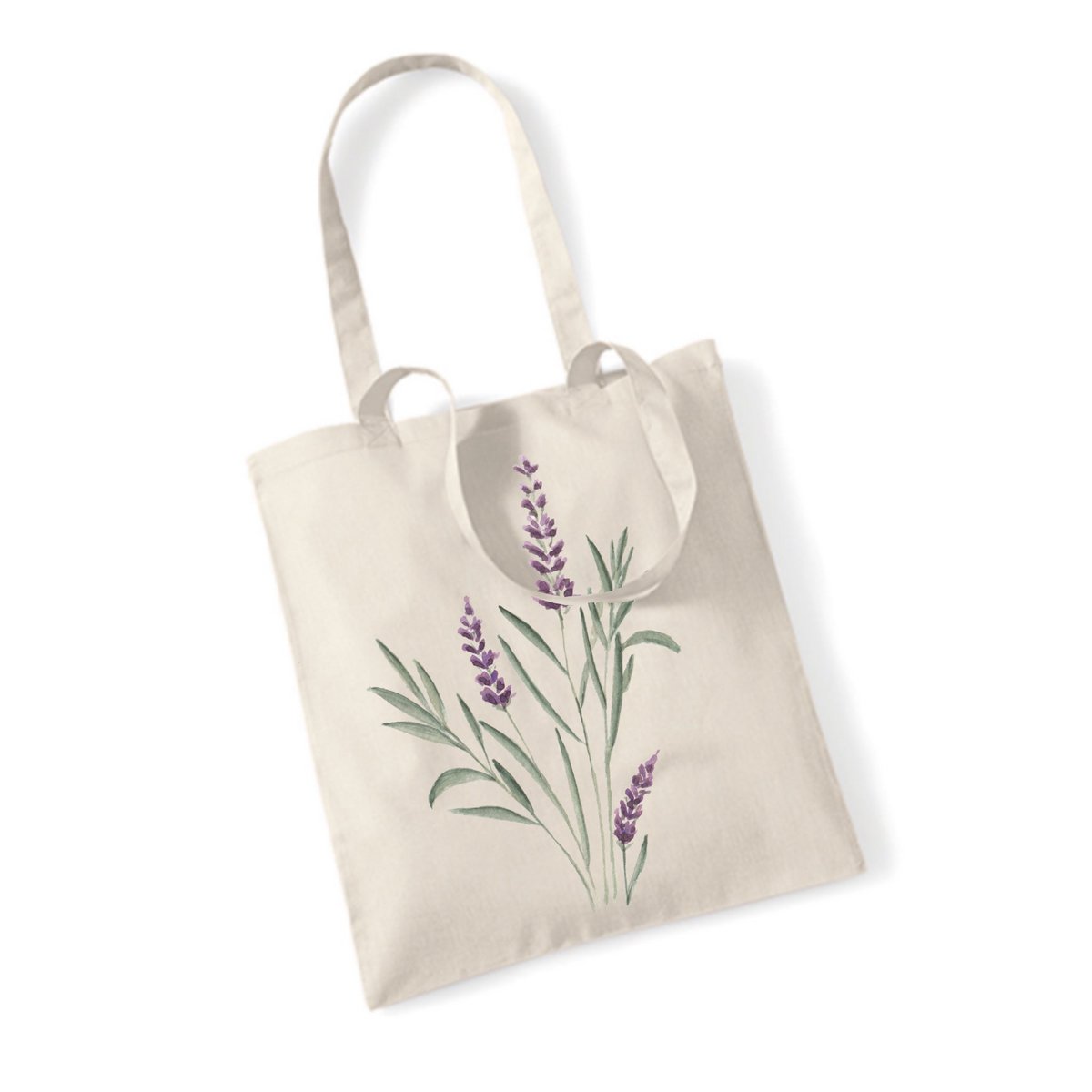 Jute bag "lavender" - sustainable fabric bag with a floral motif